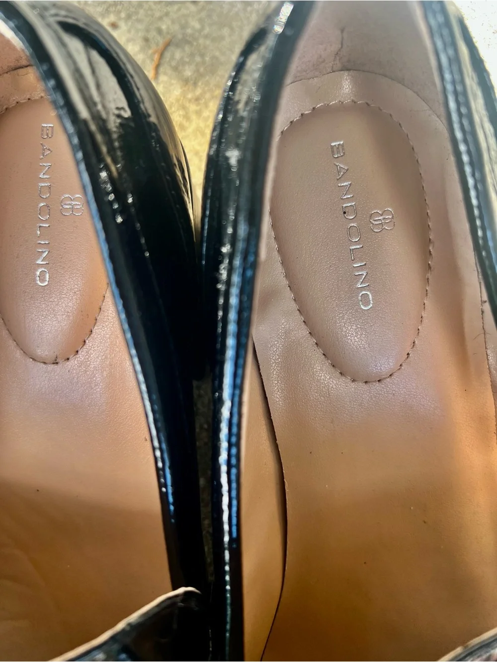 Bandolino Maude Black Patent Heeled Penny Loafers y2k chunky block preppy 9.5 M